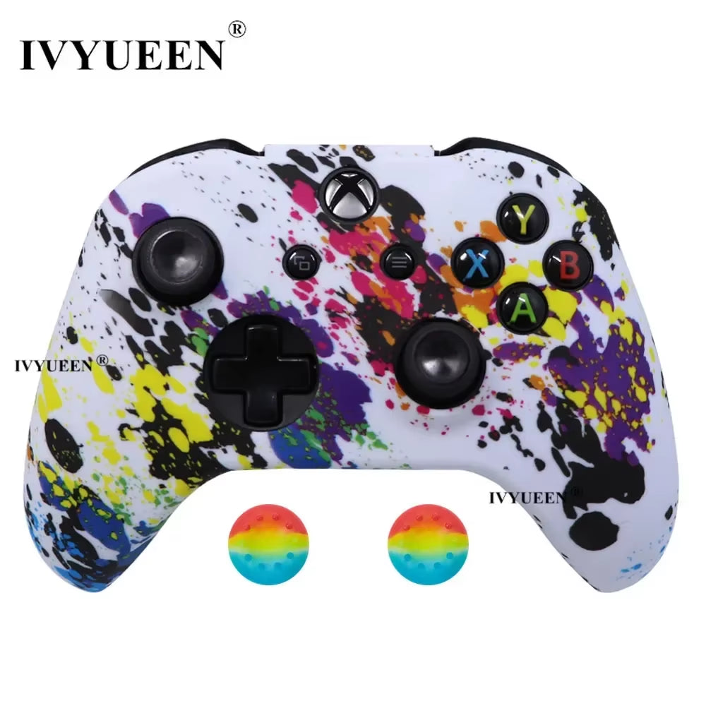 Silicone Protective Skin Case for Xbox One X S Controller Protector Water Transfer Printing Camouflage Cover Grips Caps