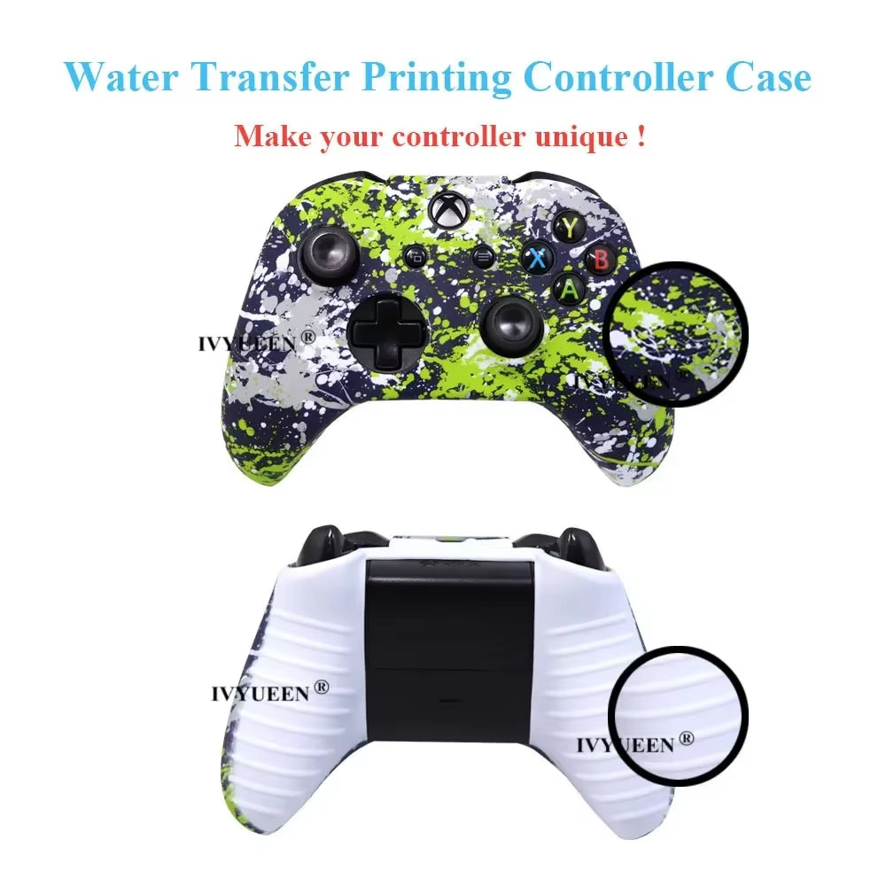 Silicone Protective Skin Case for Xbox One X S Controller Protector Water Transfer Printing Camouflage Cover Grips Caps