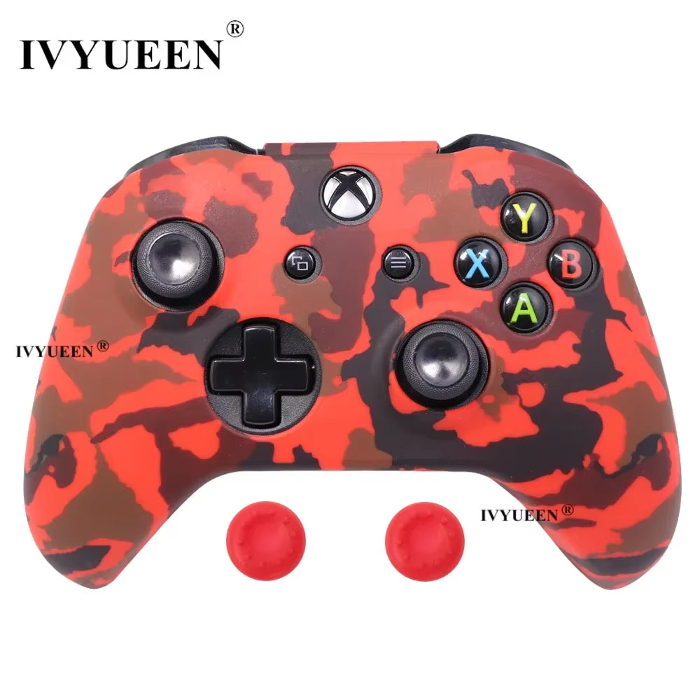Silicone Protective Skin Case for Xbox One X S Controller Protector Water Transfer Printing Camouflage Cover Grips Caps