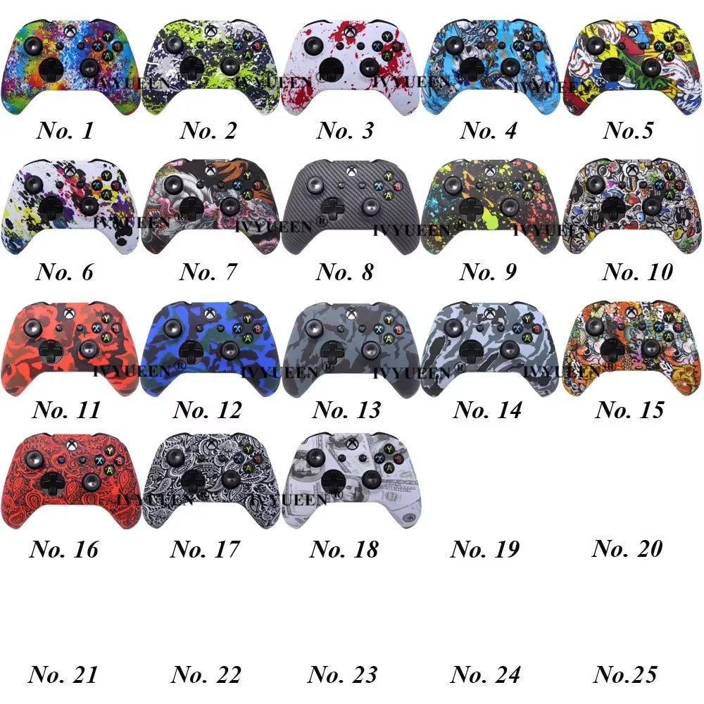 Silicone Protective Skin Case for Xbox One X S Controller Protector Water Transfer Printing Camouflage Cover Grips Caps