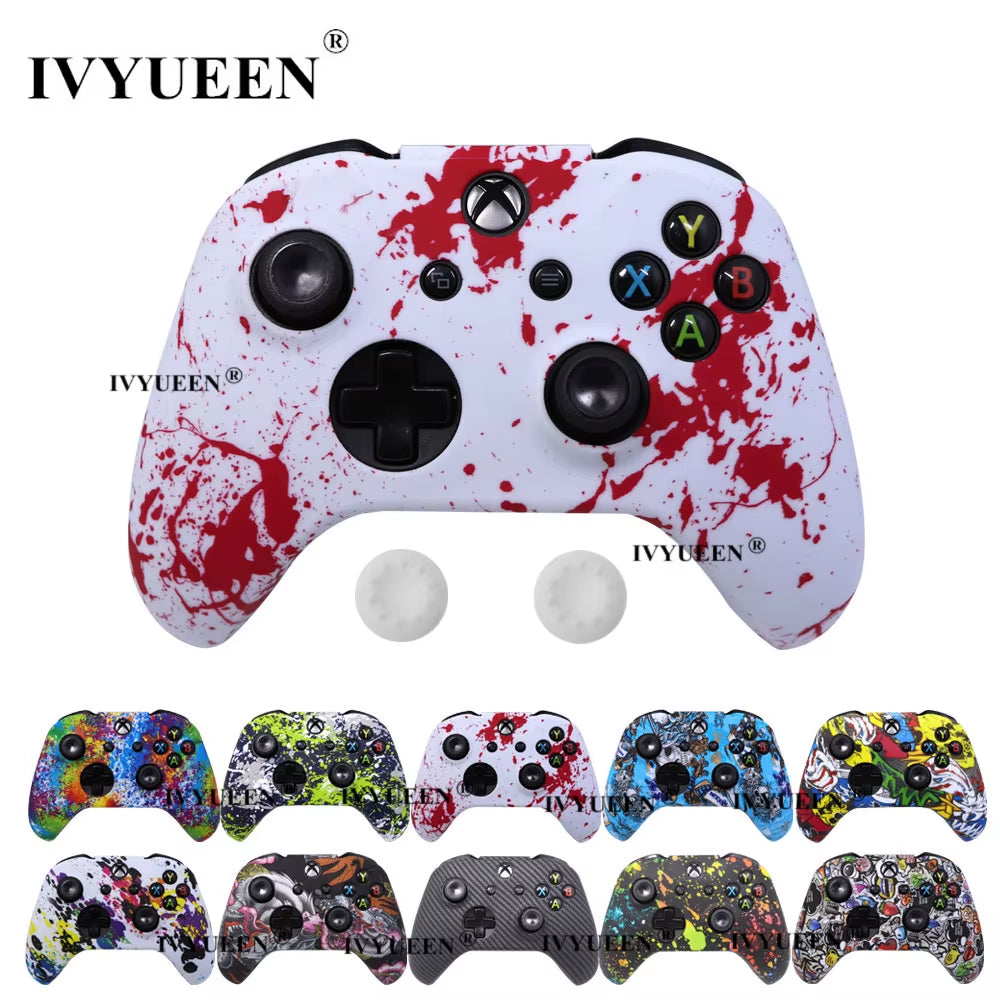 Silicone Protective Skin Case for Xbox One X S Controller Protector Water Transfer Printing Camouflage Cover Grips Caps