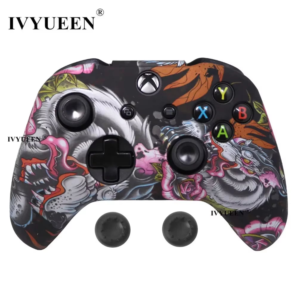 Silicone Protective Skin Case for Xbox One X S Controller Protector Water Transfer Printing Camouflage Cover Grips Caps
