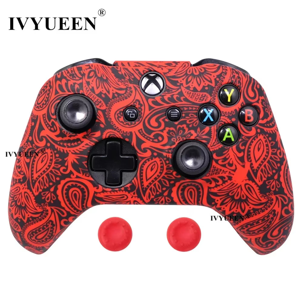 Silicone Protective Skin Case for Xbox One X S Controller Protector Water Transfer Printing Camouflage Cover Grips Caps