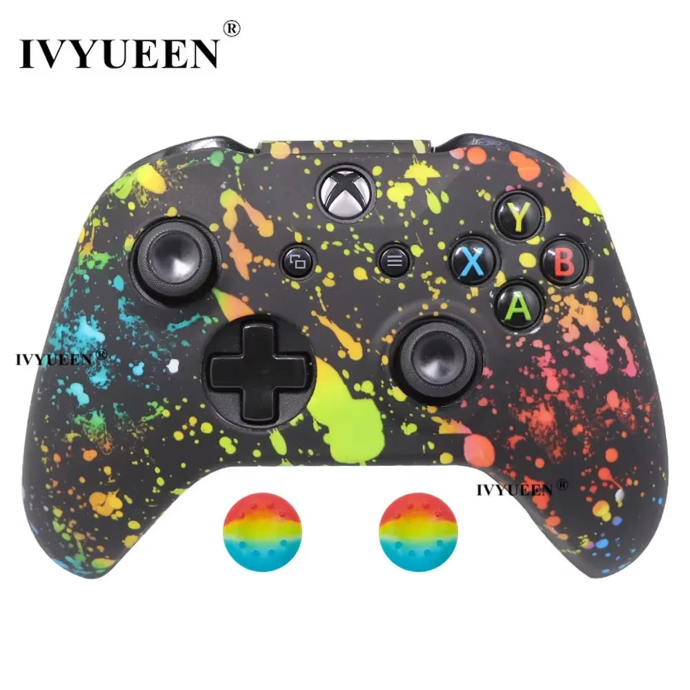 Silicone Protective Skin Case for Xbox One X S Controller Protector Water Transfer Printing Camouflage Cover Grips Caps