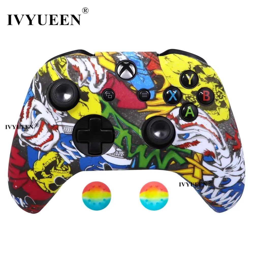 Silicone Protective Skin Case for Xbox One X S Controller Protector Water Transfer Printing Camouflage Cover Grips Caps